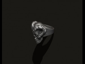 Skull with horns ring 3D Print Model