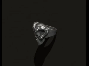 Skull with horns ring 3D Print Model