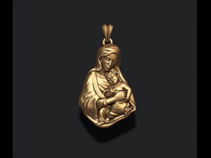 Holy Virgin Mary with baby Jesus pendant 3Dプリントモデル