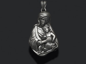 Holy Virgin Mary with baby Jesus pendant Modèles 3D en vedette