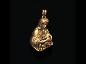 Holy Virgin Mary with baby Jesus pendant Modèles 3D en vedette
