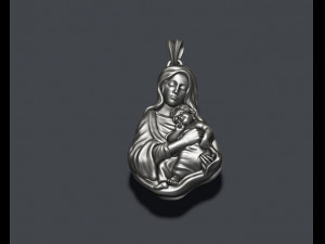 Holy Virgin Mary with baby Jesus pendant Modèles 3D en vedette