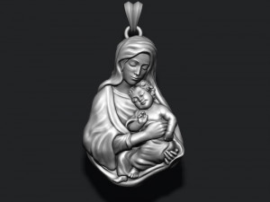 Holy Virgin Mary with baby Jesus pendant Modèles 3D en vedette