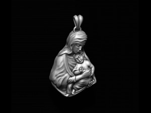 Holy Virgin Mary with baby Jesus pendant Modèles 3D en vedette