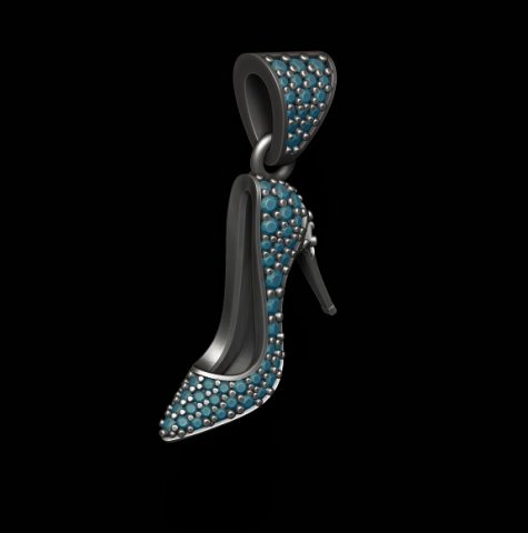 Women shoes pendant with gems Model Cetak 3D .c4d .max .obj .3ds .fbx .stl .blend 