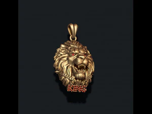 King lion with chain gems pendant 3D Print Model