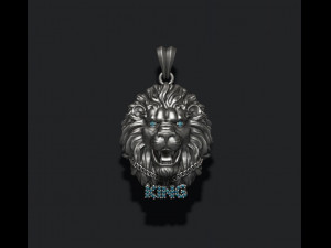 King lion with chain gems pendant Modèles 3D en vedette