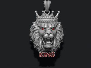 King lion with crown and chain gems pendant 3D Принт Модель