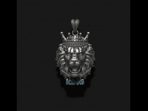 King lion with crown and chain gems pendant 3D Принт Модель