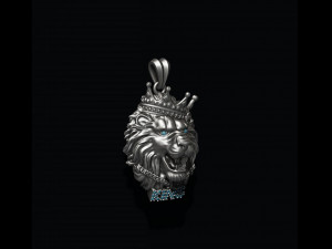 King lion with crown and chain gems pendant v2 3D प्रिंट मॉडल