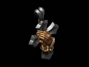 Praying hands cross pendant Modèles 3D en vedette