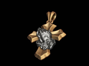 Praying hands cross pendant Modèles 3D en vedette