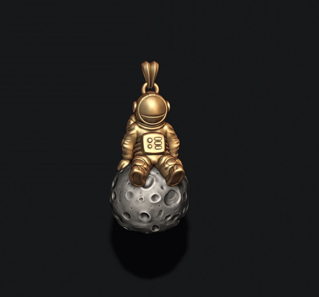 Astronaut moon pendant 3D 프린트 모델 .c4d .max .obj .3ds .fbx .stl .blend 