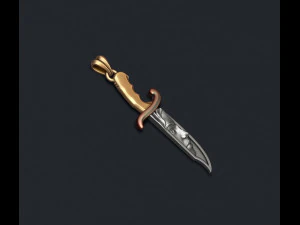 Knife with girl head face pendant 3D Print Model