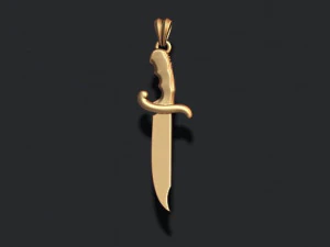 Knife with girl head face pendant 3D Print Model