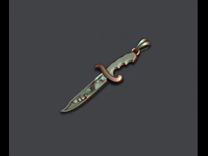 Knife with girl head face pendant 3D Print Model