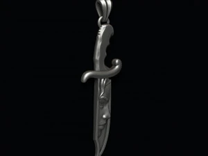Knife with girl head face pendant 3D Print Model