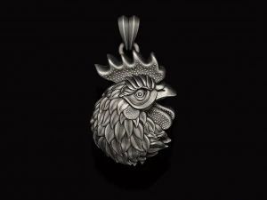 ルースターヘッドペンダント 3Dプリントモデル