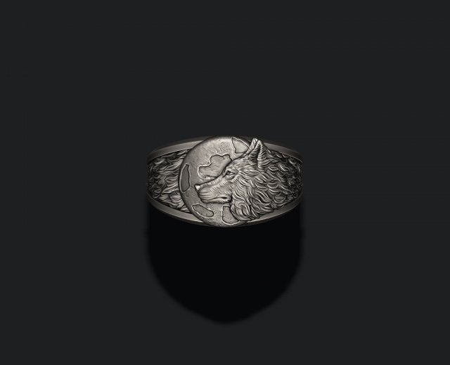 Wolf moon ring Modelo de Impressão 3D .c4d .max .obj .3ds .fbx .stl .blend