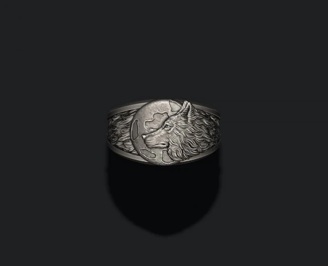 Anel da lua do lobo Modelo de Impressão 3D .c4d .max .obj .3ds .fbx .stl .blend 