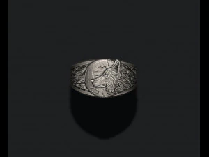 Wolf moon ring 3D Print Model
