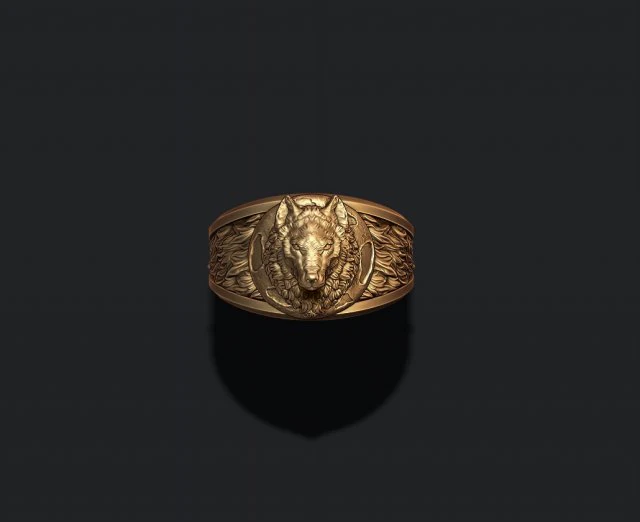 Wolf moon ring v2 3D Print Model .c4d .max .obj .3ds .fbx .stl .blend 