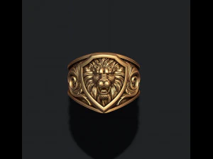 Кольцо «Печатка Лев» 3D Принт Модель
