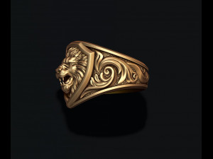 Signet Lion ring Modèles 3D en vedette