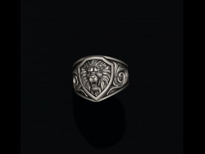 Signet Lion ring Modèles 3D en vedette