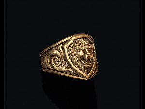 Signet Lion ring Modèles 3D en vedette