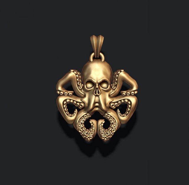 Skull octopus pendant 3D Print Model .c4d .max .obj .3ds .fbx .stl .blend 