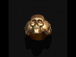 Three skull ring 3D print model 3D 打印模型