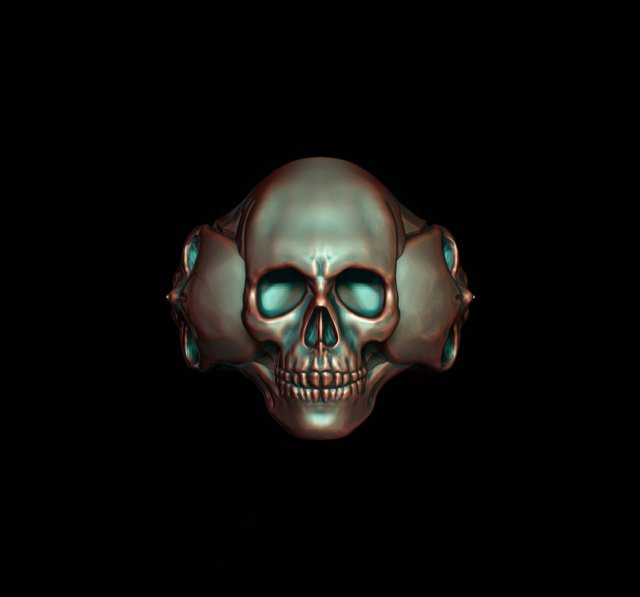 Three skull ring 3D print model 3D 打印模型 .c4d .max .obj .3ds .fbx .stl .blend 