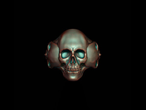 Three skull ring 3D print model 3Dプリントモデル