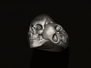 Three skull ring 3D print model 3D 打印模型