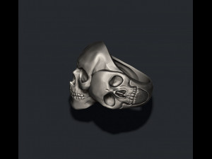 Three skull ring 3D print model 3D 打印模型