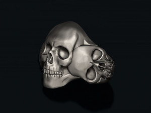 Three skull ring 3D print model 3D 打印模型