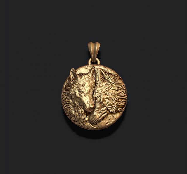 Wolves pendant 3D print model 3D Print Model .c4d .max .obj .3ds .fbx .stl .blend 