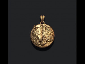 Wolves pendant 3D print model Modelo de impresión 3D