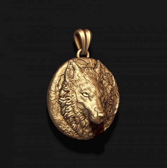 Wolf moon pendant v1 3D print model Modelo de Impressão 3D .c4d .max .obj .3ds .fbx .stl .blend