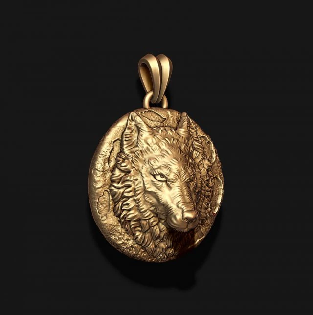 Wolf moon pendant v1 3D print model 3D Print Model .c4d .max .obj .3ds .fbx .stl .blend
