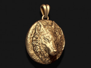 Wolf moon pendant v1 3D print model 3Dプリントモデル
