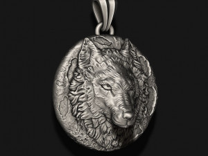Wolf moon pendant v1 3D print model Modelo de Impressão 3D