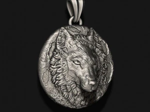 Wolf moon pendant v1 3D print model 3D Print Model