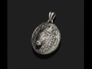 Wolf moon pendant v1 3D print model 3D Print Model