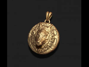 Wolf moon pendant v1 3D print model 3D Print Model