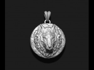 Wolf moon pendant v1 3D print model Modelo de Impressão 3D