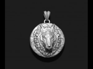 Wolf moon pendant v1 3D print model 3D Print Model
