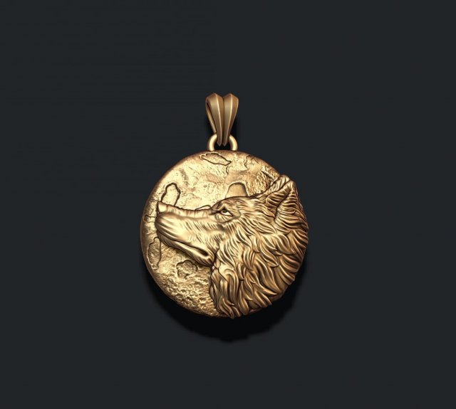 Wolf moon pendant v2 Model do druku 3D .c4d .max .obj .3ds .fbx .stl .blend 