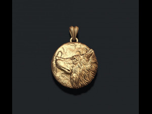 Wolf moon pendant v2 3Dプリントモデル